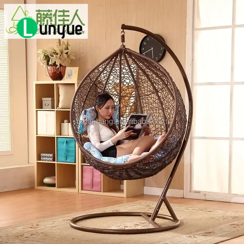 Outdoor Plastic Synthetic Resin Rattan Wicker Garden Swing Chair Durable Patio Furniture for Backyard Porch Relaxing
