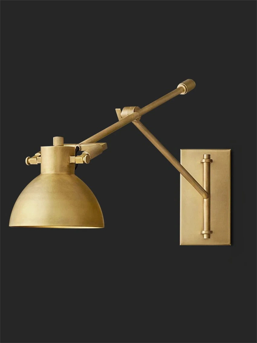 

American retro industrial style copper bracket wall lamps study reading lamp bedroom bedside lamp decor wall sconces lights