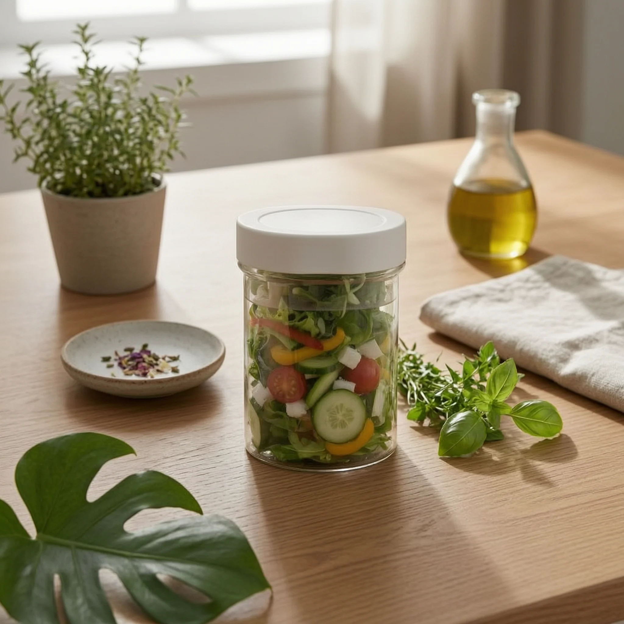 Meal Prep Jar Salad - Contenitore per Insalata a Doppio Strato,