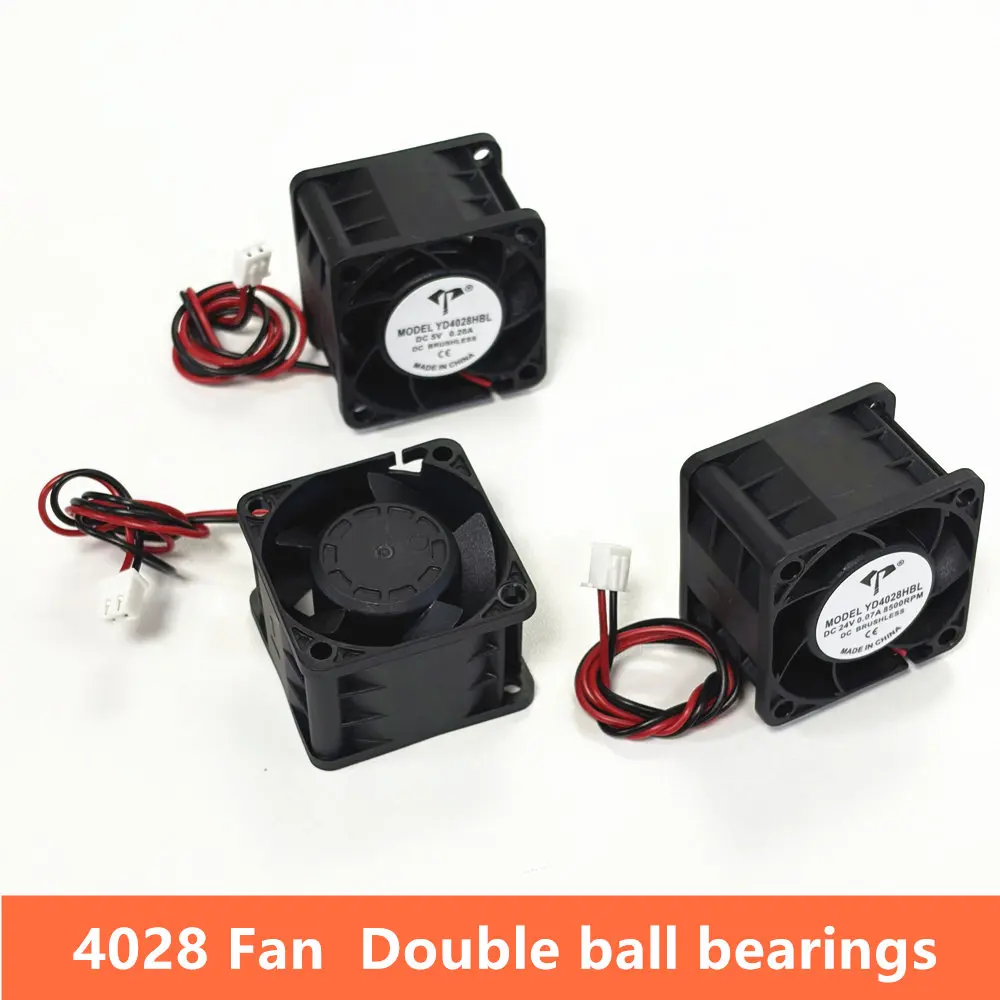 Double TWO Ball Bearings 4028 4cm 40mm Fan 40x40x28mm DC5V/12V/24V 2pin Axial Flow Fan Cooling Fan for 1U 2U Power Server
