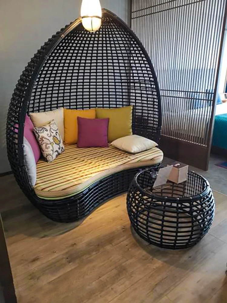 Customized outdoor rattan woven high back rattan chairs, sofas, customized combinations, leisure sunshine rooms