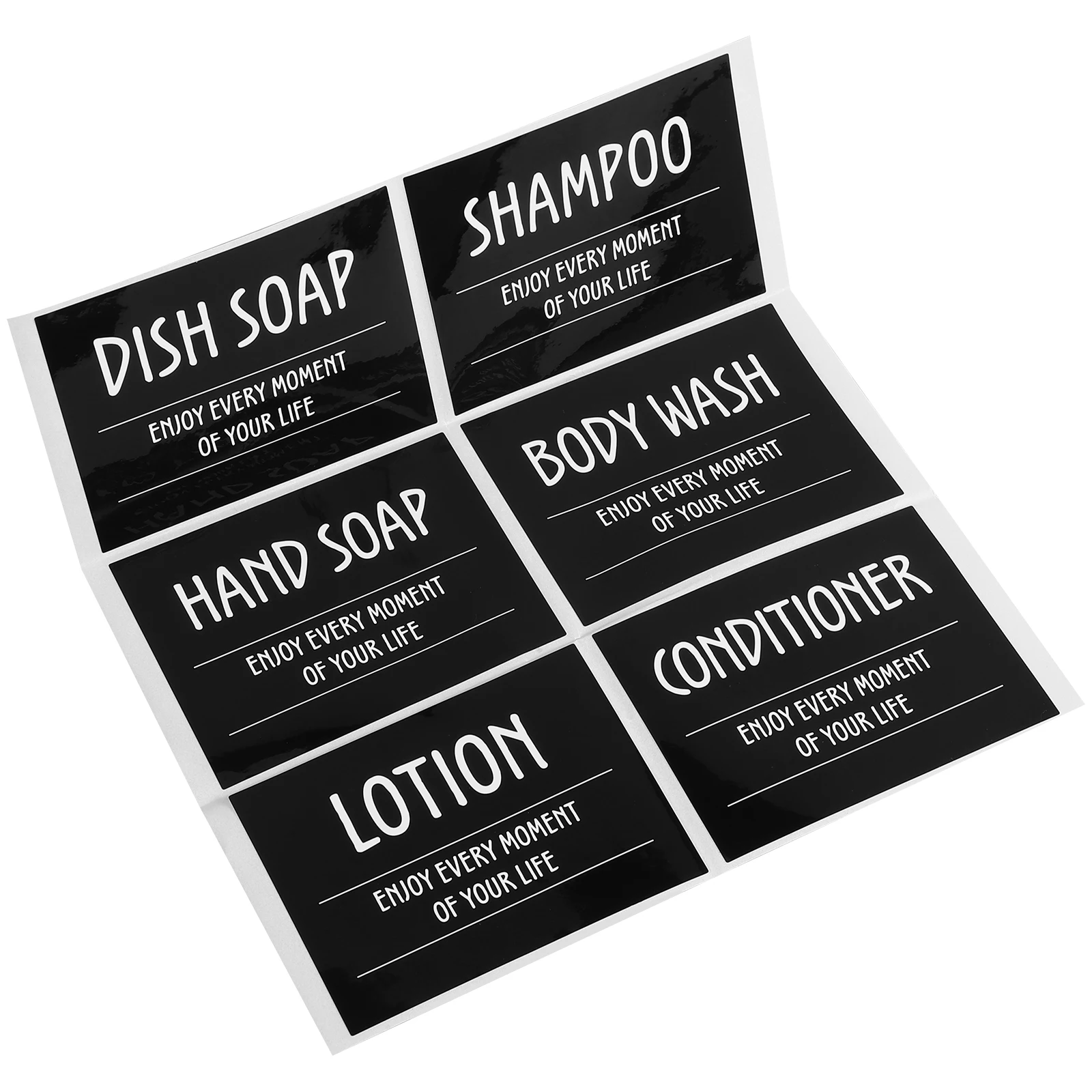 

6pcs Waterproof Sub-Bottle Stickers Set Self-Adhesive Pvc Labels For Shampoo Lotion Dispenser Bathroom Organization Essentials