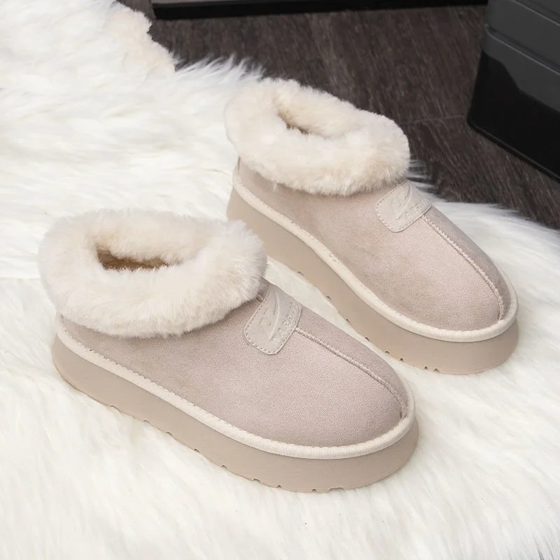 Snow boots women\'s 2024 winter new fur one padded cotton shoes thickened warm Northeast bread shoes