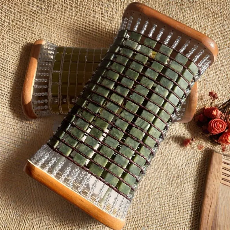 Handmade Hollow Out Jade Pillow L White Een Yellow Jade Hollow Core Cooling Steel Wire Handweave Breathable Pillow