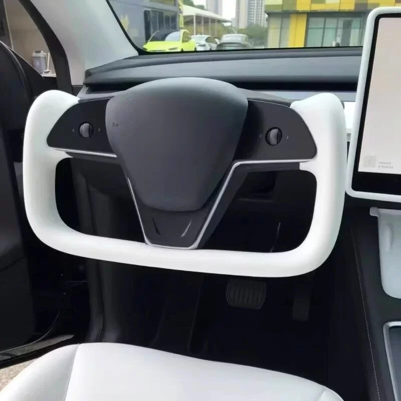Custom DIY Car Steering Wheel Cover Microfiber Leather For Tesla Model Y Model 3 Steering Wrap Cover Car Interior Accessories