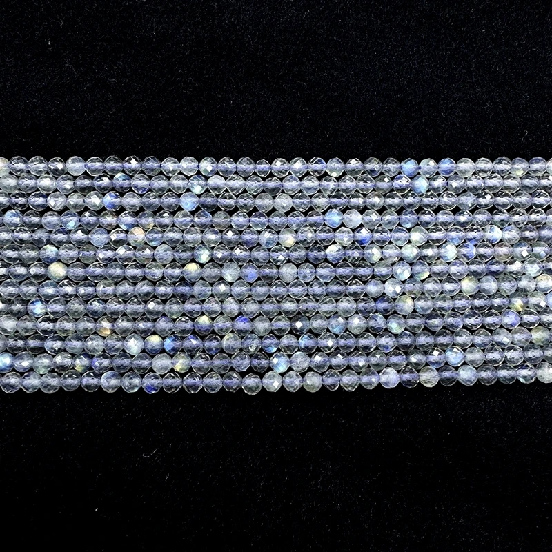 Natural Faceted Labradorite Beads 2/3/4MM Tiny Round Loose Strand Bright Jewelry Making Supplies For Bracelets And Necklaces