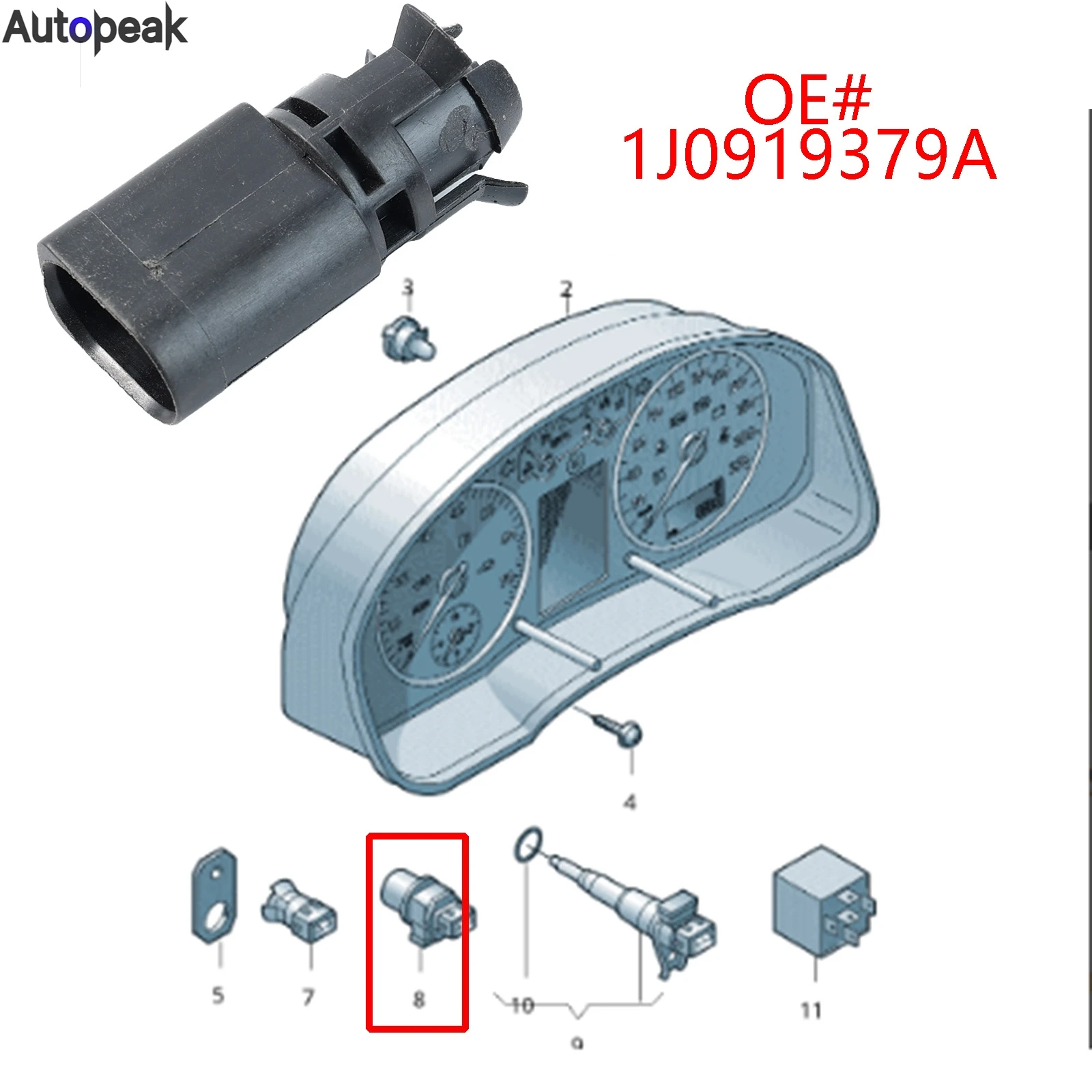 1X For SEAT ALHAMBRA AROSA CORDOBA IBIZA LEON TOLEDO External Ambient Outside Air Temperature Temp Sensor Air Filter 1J0919379A