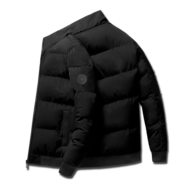 Winter Cotton Clothes Thickened Coat Men Casual Trendy Versatile Cotton Sleeve Top Street Style Short Sleeve Black Red Green