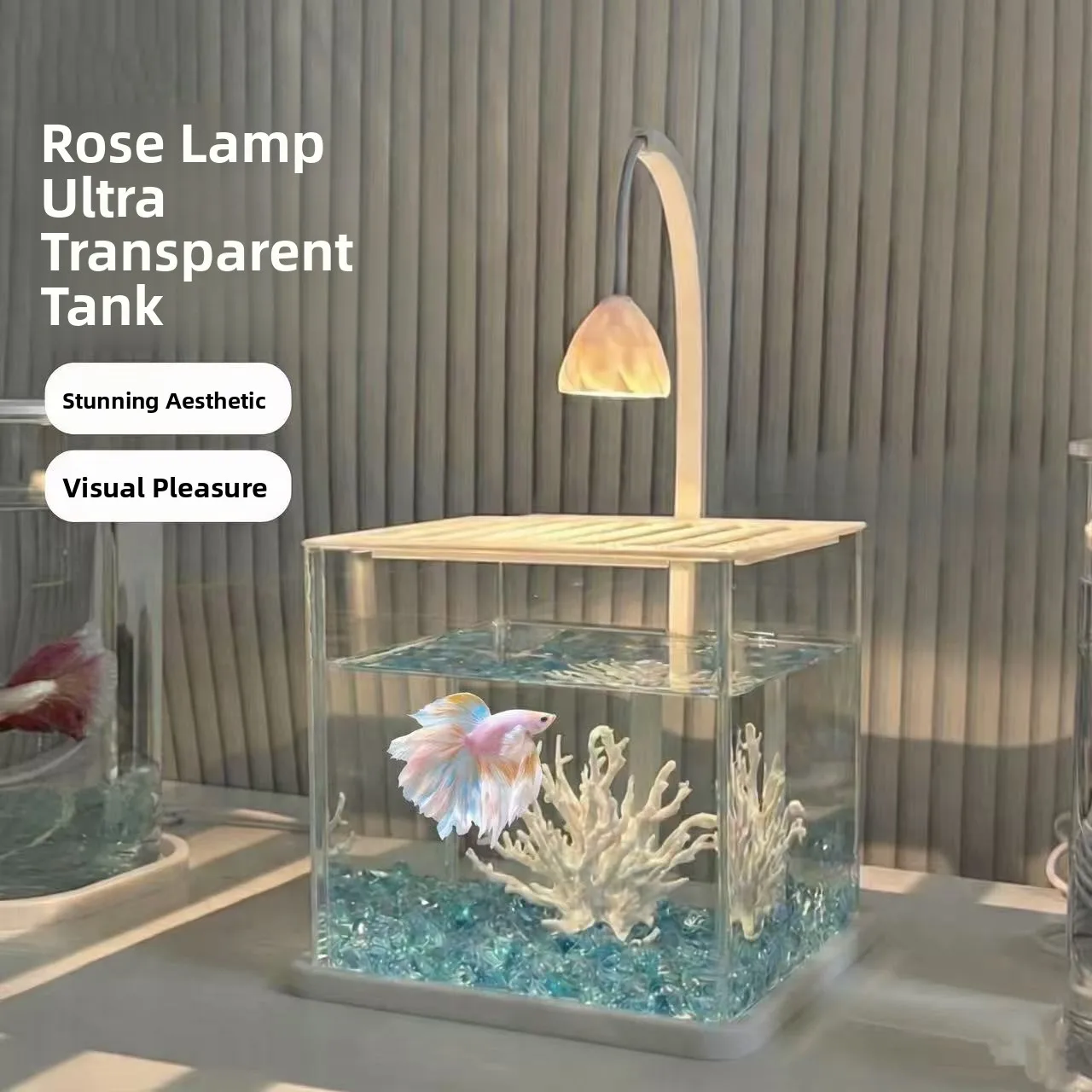 Acrylic Aquarium Ice Crystal Landscape Desktop Eco-friendly Betta Fish Tank Complete Set Small Home Use Clear Aquarium