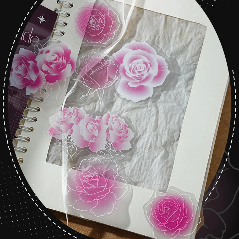 15pcs Plant Flower Shadow Collection Stickers Cute Phone Case and Journal Diy Handbook Material School Office Supplie