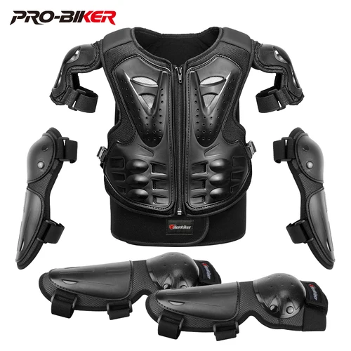 Chaleco de armadura de motocicleta para niños, chaqueta de protección corporal para Motocross, armaduras protectoras, rodilleras para montar, armadura completa para Moto para niños