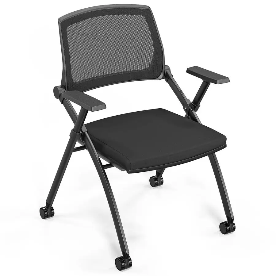 

1 Pack Stackable Conference Room Chairs with Wheels, Folding Office Chair with Rebound Back, Padded Seat for Training Room, Gue