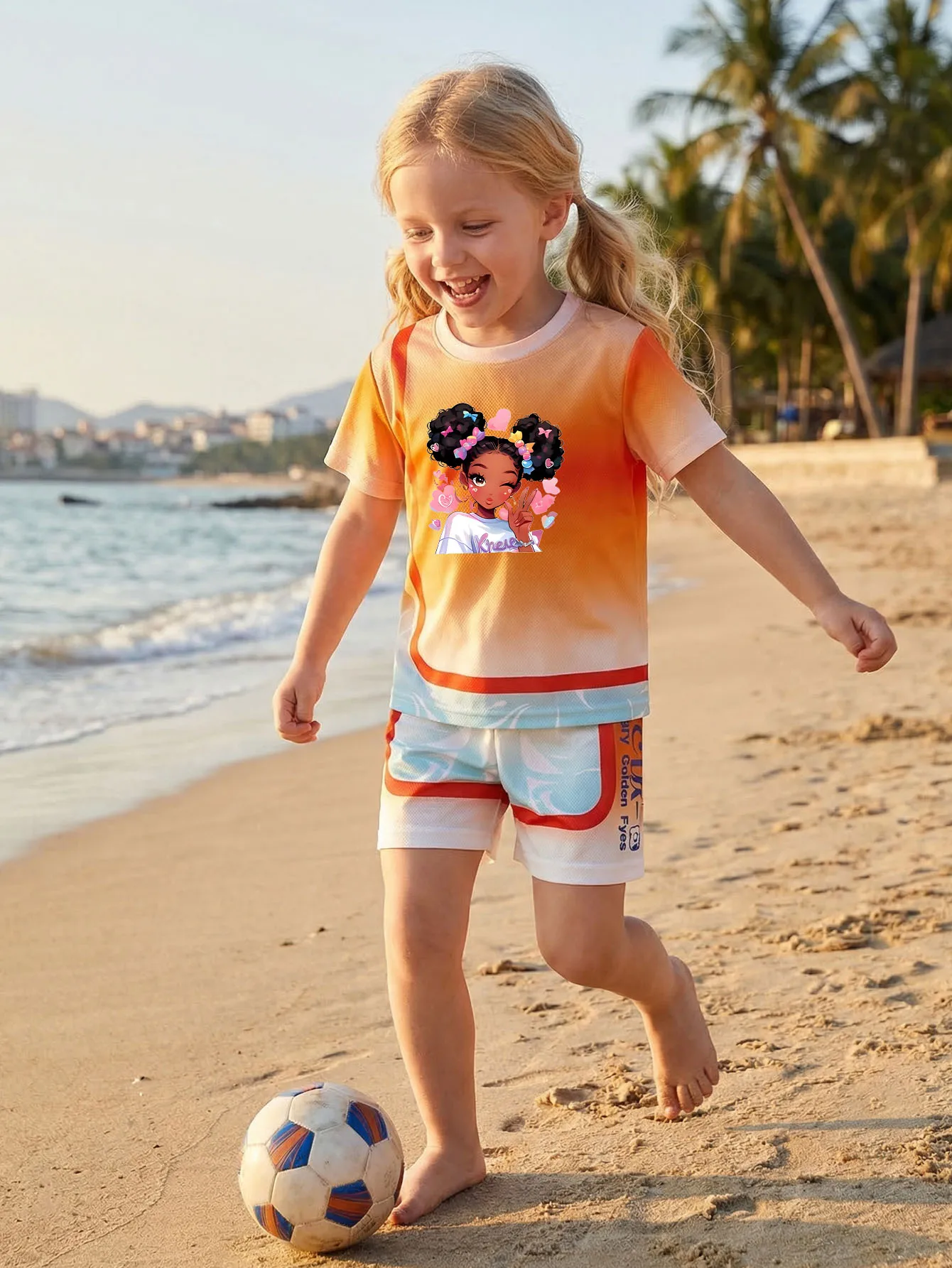 

2026 Summer Breathable Mesh Air-dry Kids Casual Outfits Girls Sport Clothes Sets Student Short Sleeve Top and Shorts 2pcs New