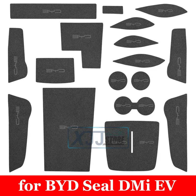 For BYD Seal Atto 4 DMI EV 2022 2023 2024 TOP Suede Car Interior Door Groove Mats Gate Slot Pad Non-slip Cup Mat Decoration