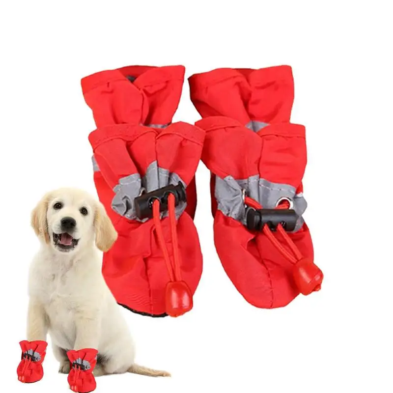 Waterproof Dog Shoes 4 PCS Pet Shoes For Hot Pavement Dog Boots & Paw Protectors Waterproof Dog Paw Protector With Adjustable