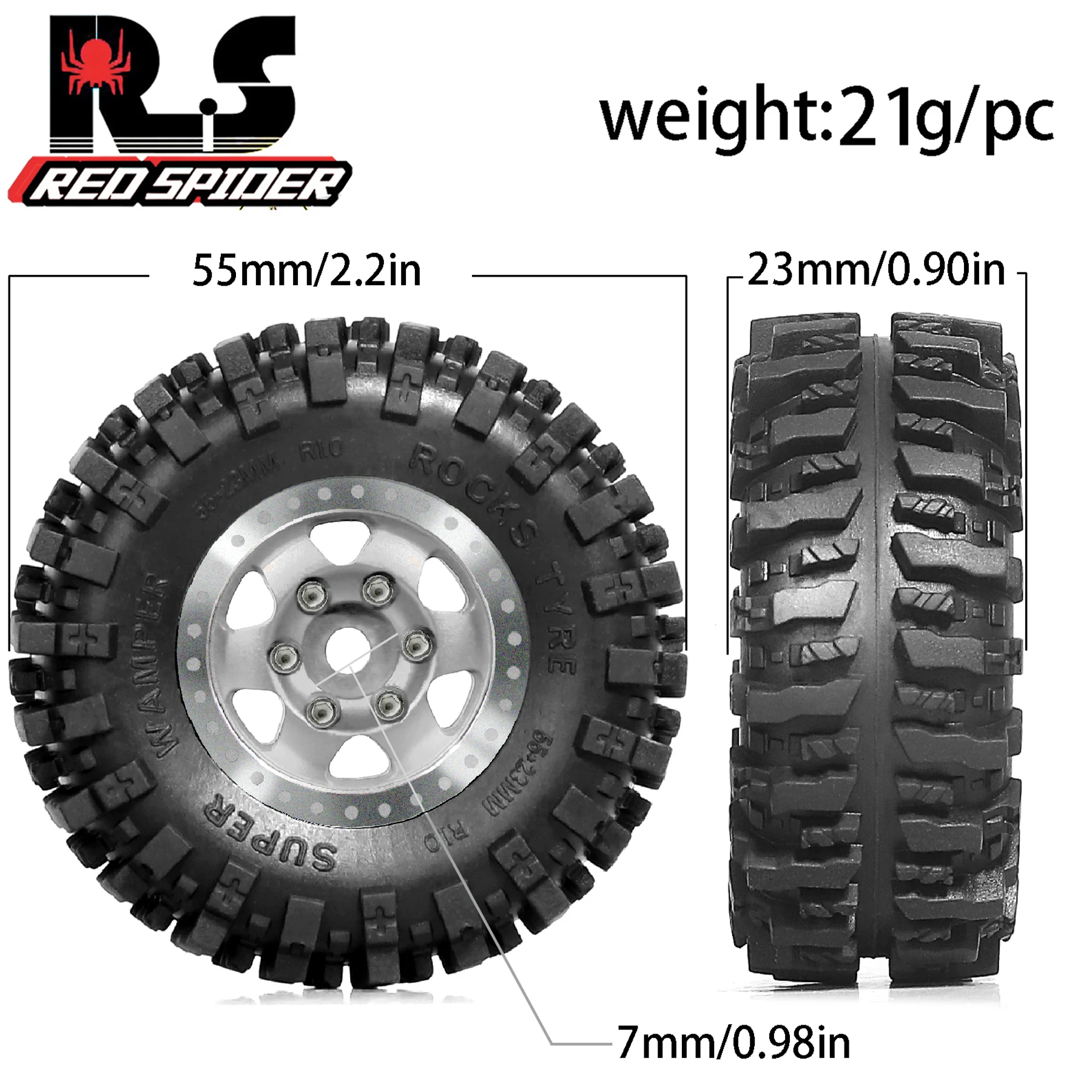 4 STUKS 1/24 1/18 RC Crawler Banden en Beadlock Wielen Velgen Offset-2,5 mm voor 1:24 1:18 Auto Axiale SCX24 FMS AX24 FCX18 FCX24 TRX4M