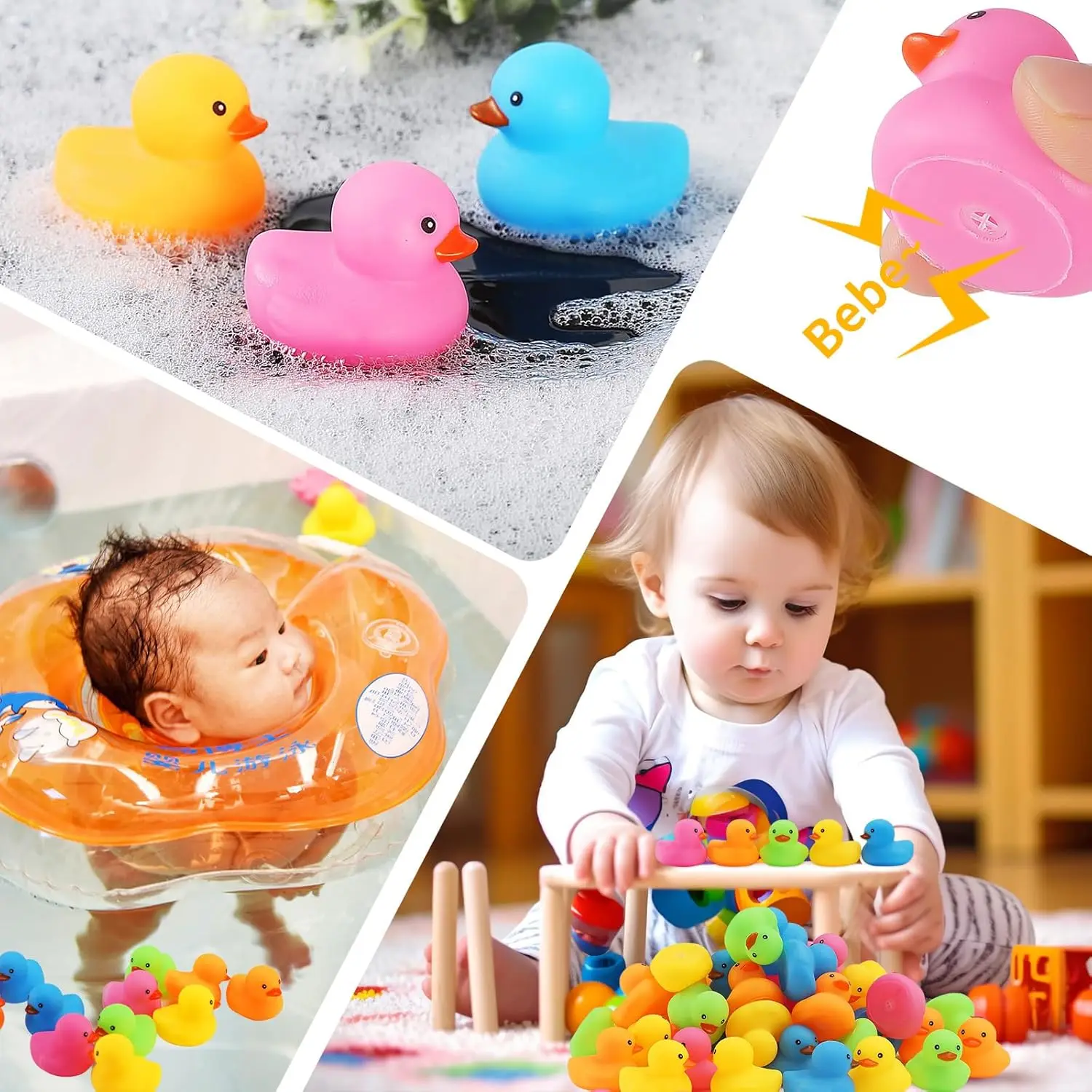 50Pcs Mini Rubber Duck Bath Toy,Multicolor Bath Duck Bulk Float Duck Bath Toy for baby Shower Summer Beach Pool Game Party Gift