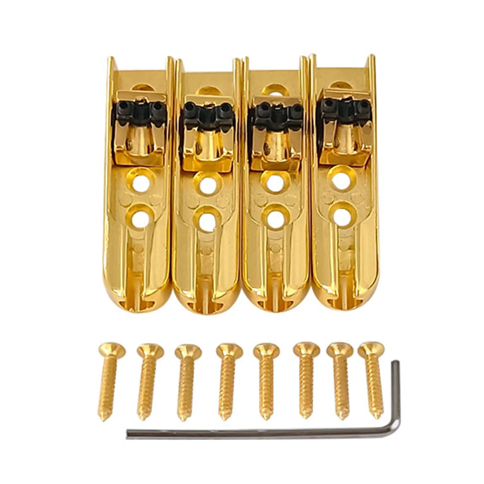 

4pcs Bass Guitar Bridge Individual Single String Bass Bridge Tailpiece Saddles Black Gold Silver Zinc Alloy 60x16x11mm for 4