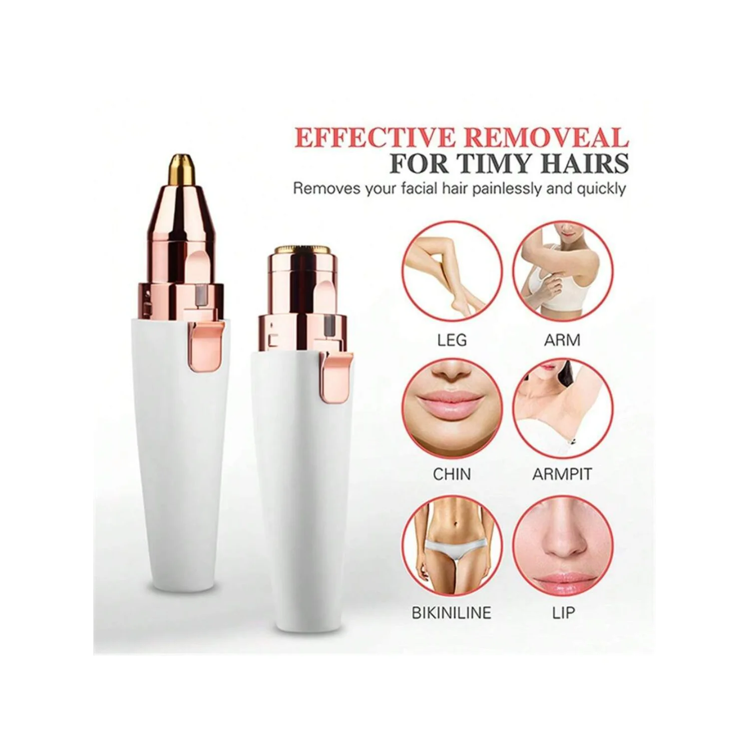 Recortador y afeitadora de cejas recargable por USB para mujer, mini depiladora 2 en 1 para pelo de nariz, cejas, labios y cara