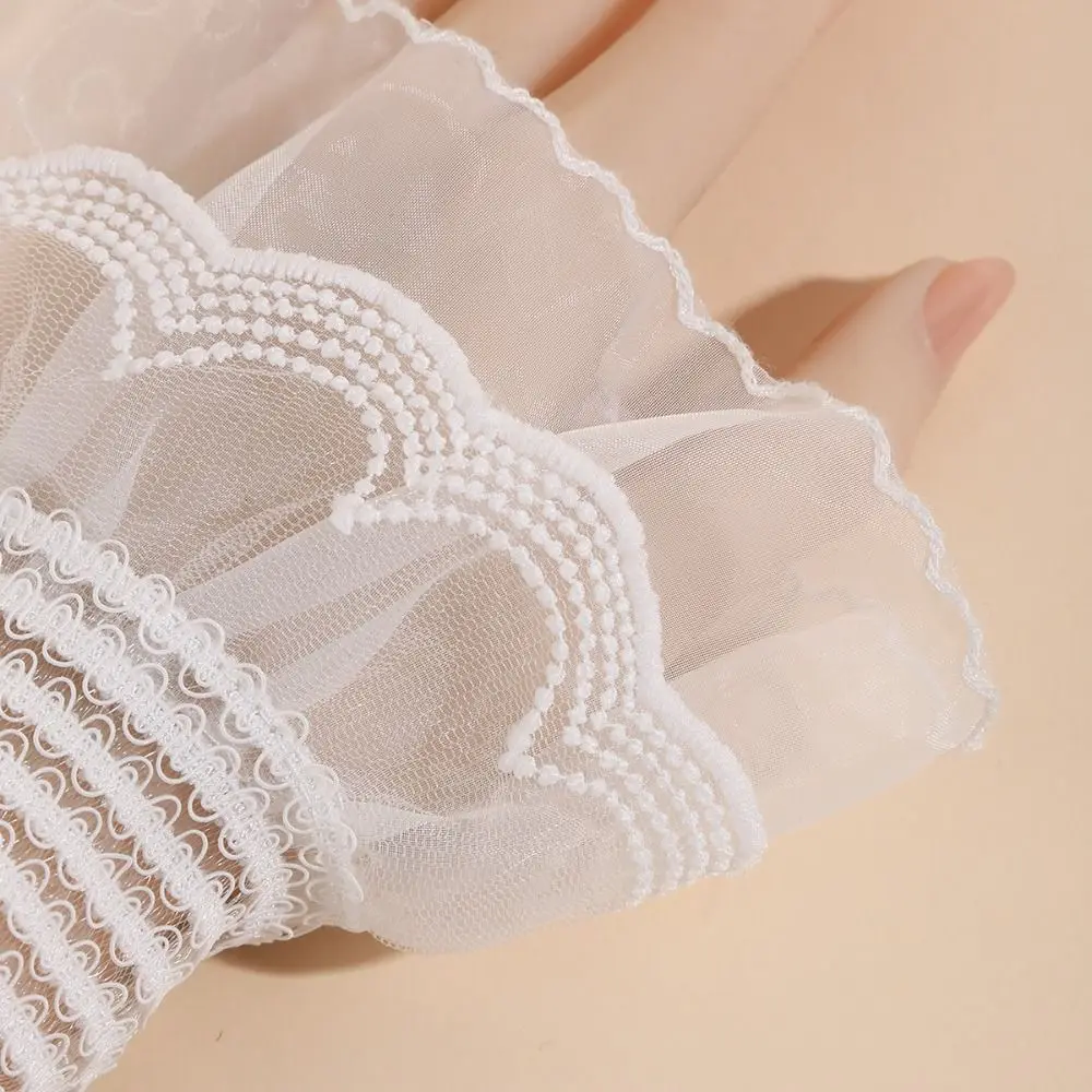 

Повседневные двойные кружевные манжеты-обманки с плиссировкой и принтом в горошек, эластичные манжеты на рукава, декоративные манжеты-клеш с цветочным узором, аксессуар для одежды