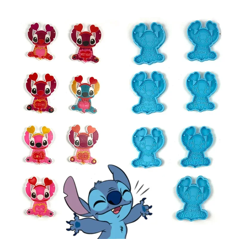 Stitch Disney Cake Silicone Mold Letter Keychain DIY Resin Mold Polymer Clay Necklace Jewelry Making Molds Chocolate Molds Gift