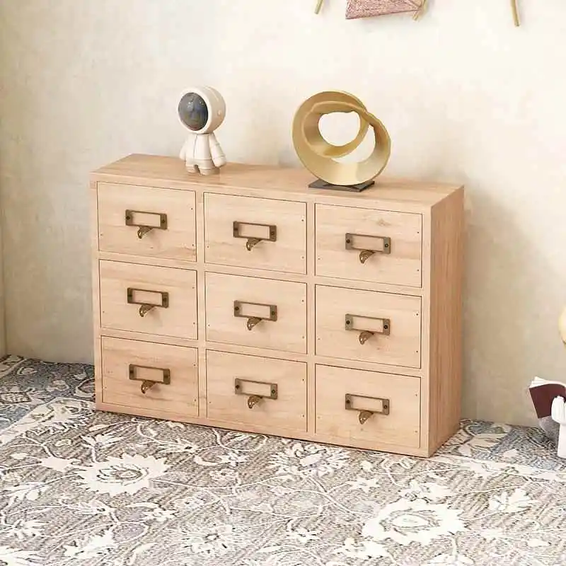 Retro Wooden Drawer Tea Leaf Storage Box Desktop Jewelry Organizer Multi-layer Rectangular Small Cabinet Mestercock Modern Si...