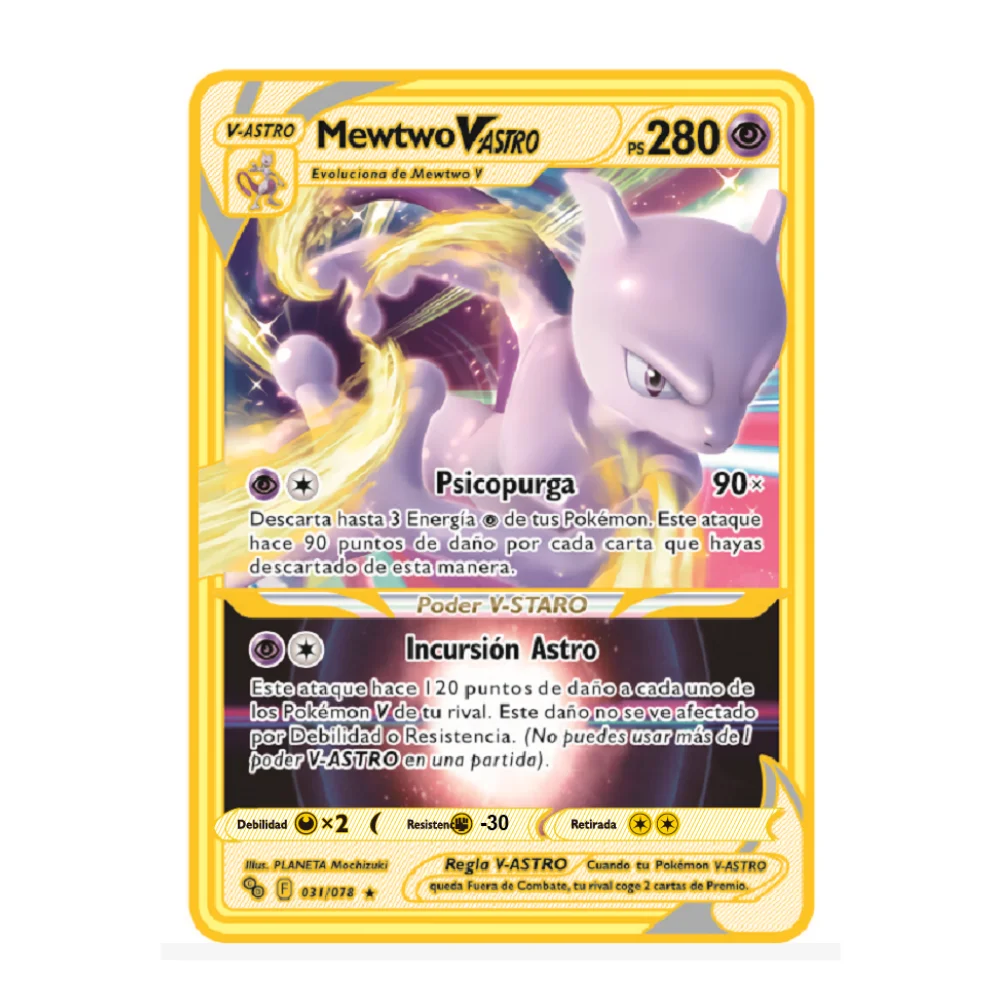 Arceus-cartas de Pokémon doradas Vmax para niños, Cartas coleccionables en español de hierro y Metal, regalo para niños, 10000