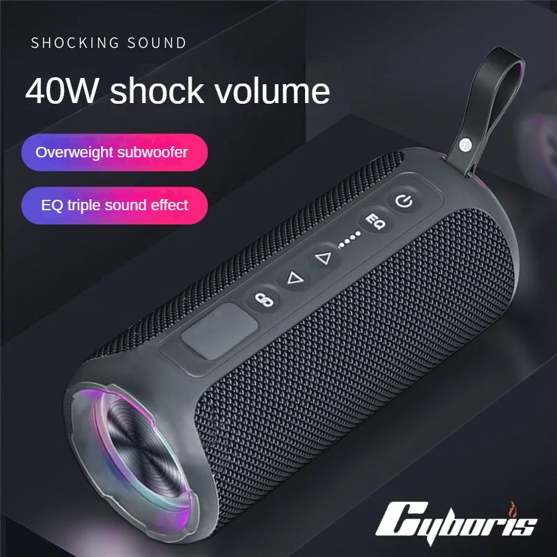 

Cyboris S7 Bluetooth Speaker 40W 3D Stereo Sound Portable High Volume LED Color Lights Wireless Bluetooth Subwoofer Speaker