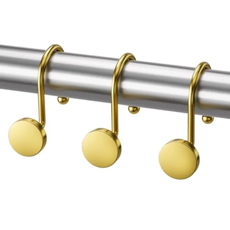 

Gold Shower Curtain Hooks, Shower Curtain Rings Modern Decorative Shower Curtain Hooks Rust Proof Smooth Metal Shower Hooks for