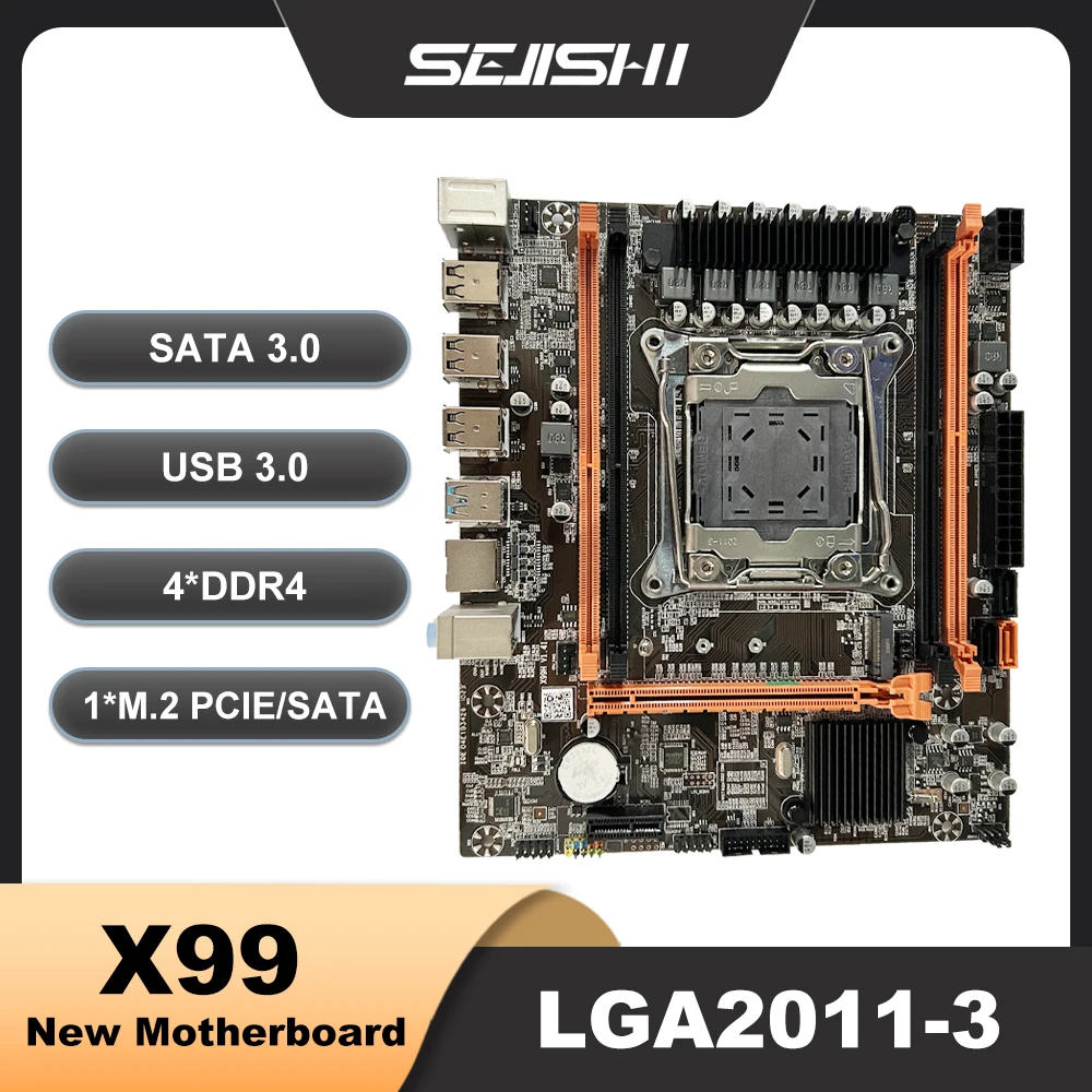 SEJISHI X99 Motherboard Single placa mãe Support Intel Xeon E5 2640 V3 2667 V4 CPU DDR4 Memory SSD M.2 LGA 2011-3 M-ATX Mainboar