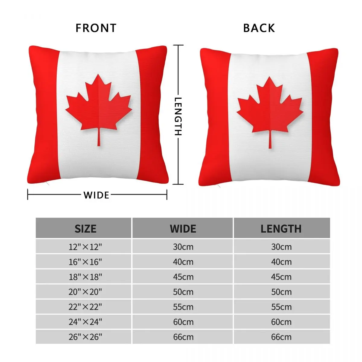 Canada Maple Leaf Flag Square Pillowcase Polyester Linen Velvet Pattern Zip Decorative Throw Pillow Case Home Cushion Cover