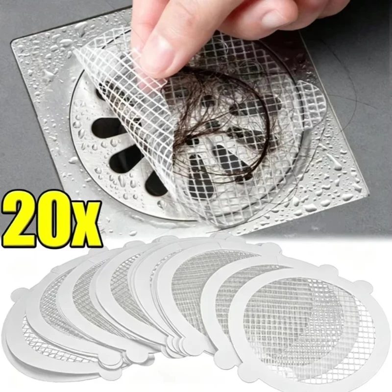 10/30/50pcs Disposable Mesh Floor Drain Stickers Hair Catcher Stopper Bathroom Drain Cover Anti-blocking Filter Sink Strainer