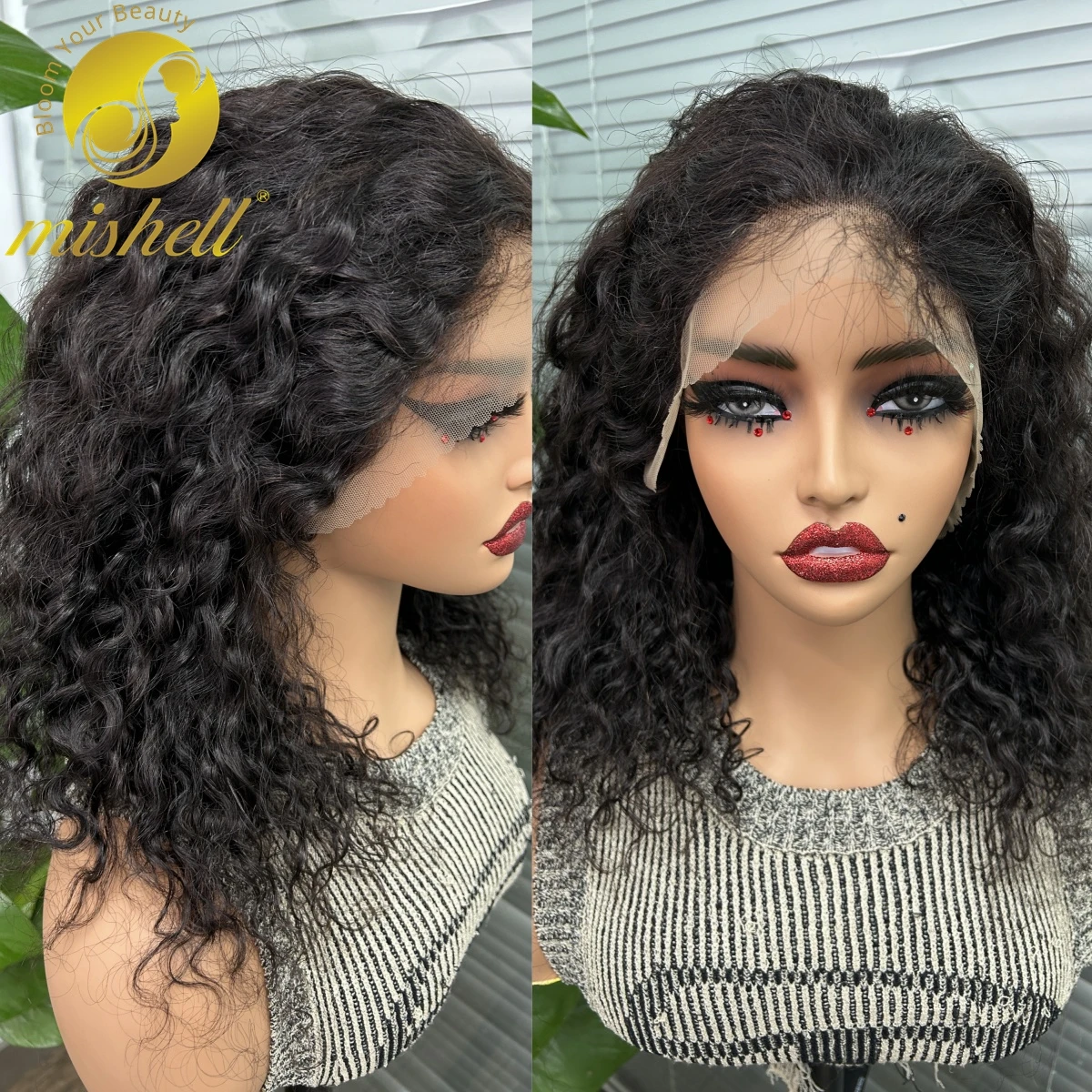 

Water Wave Lace Front Wigs 13x4 Transparent Full Lace Frontal Curly Wigs Natural Deep Wave Lace Front Wig PrePlucked for Women