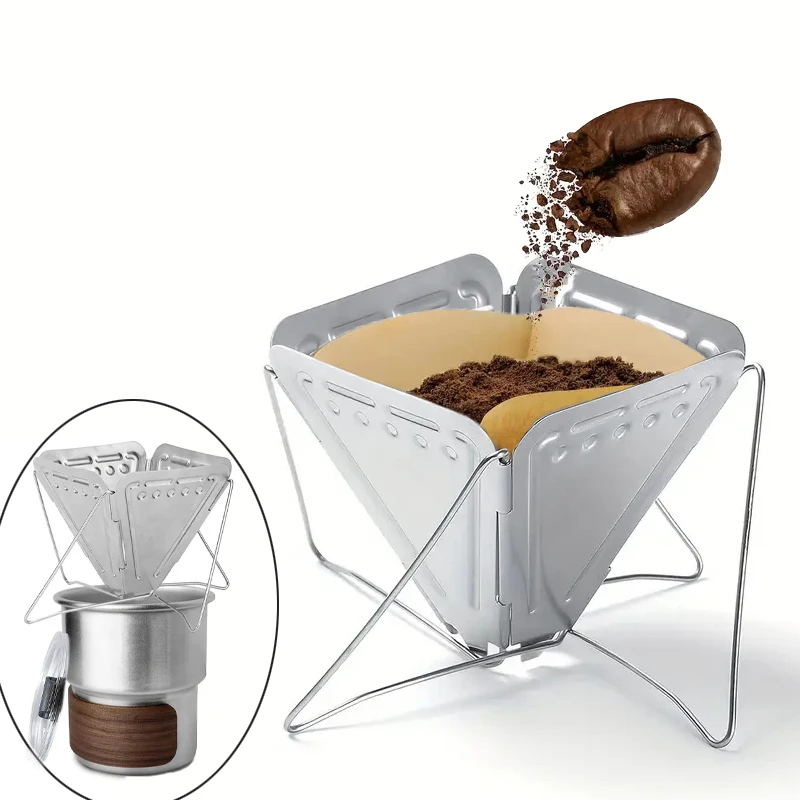 Portable Stainless Steel Coffee Drip Rack,Folding Reusable Pour Over Coffee,Pour Over for Office Home Travel Picnic Campin