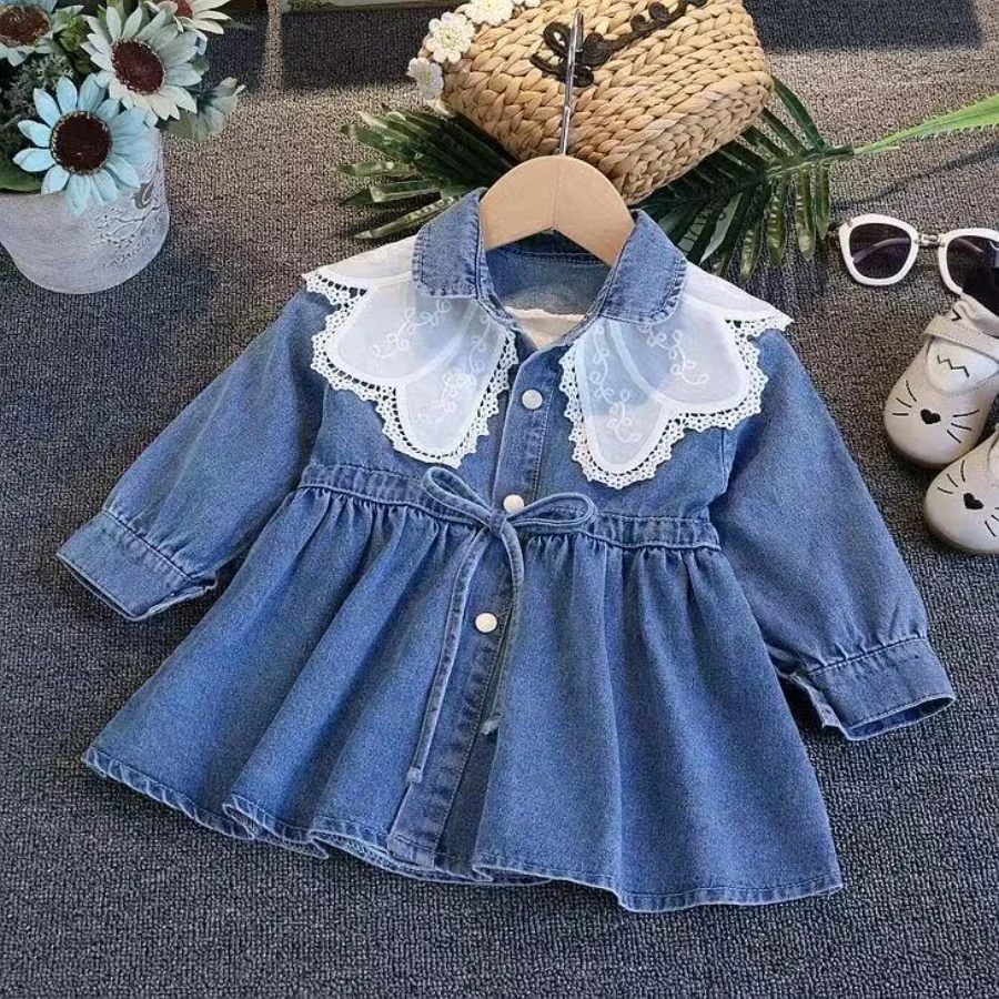 

Girls Spring and Autumn Dress New Korean Version Baby Girl Fashion Cowboy Skirt Short Style Baby Girl Western Style Skirt Trendy