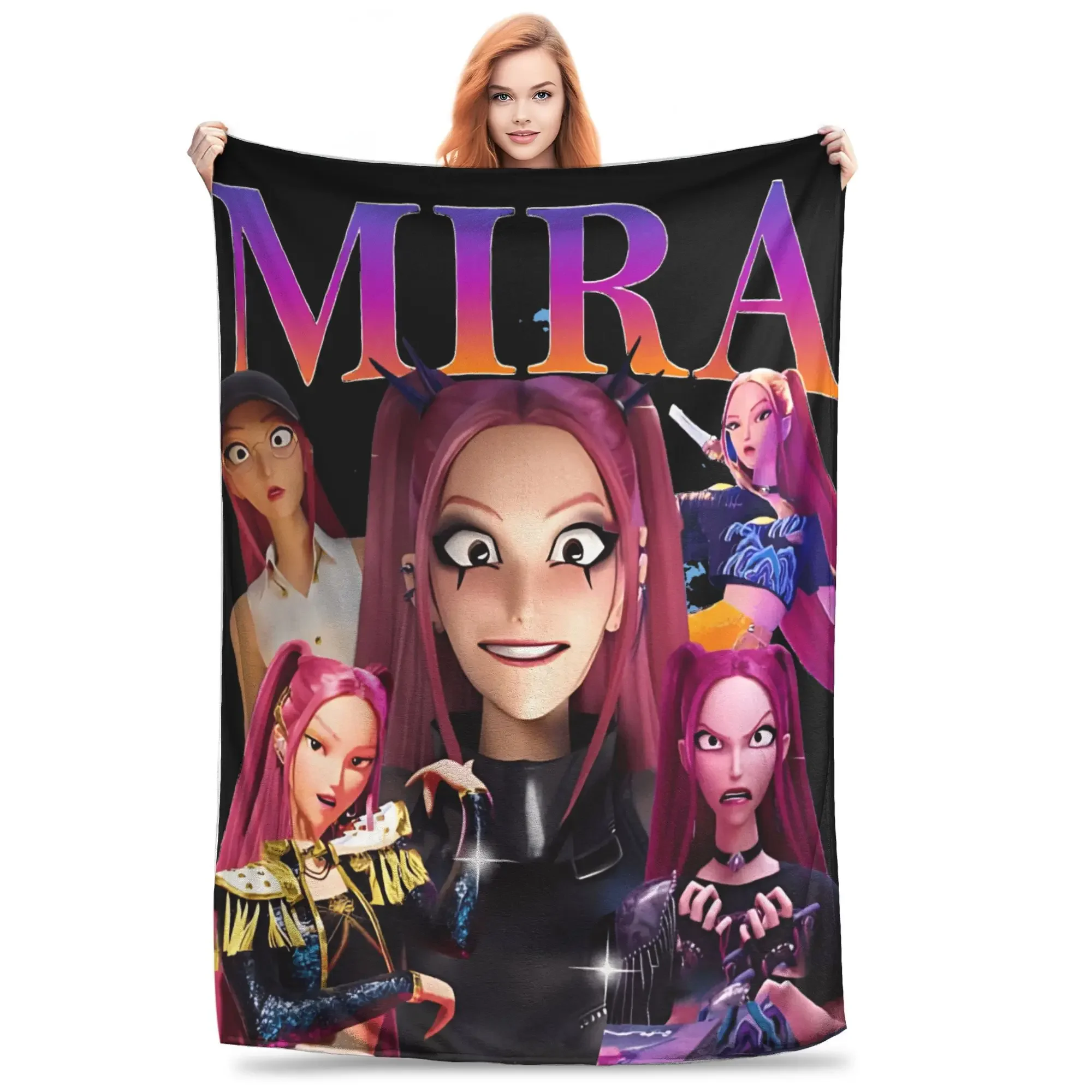 

Mira Kpop Demon Hunters Flannel Blanket Soft Throw for Kids Adults Perfect for Outdoor Bed Sofa Cover Cozy Winter Companion
