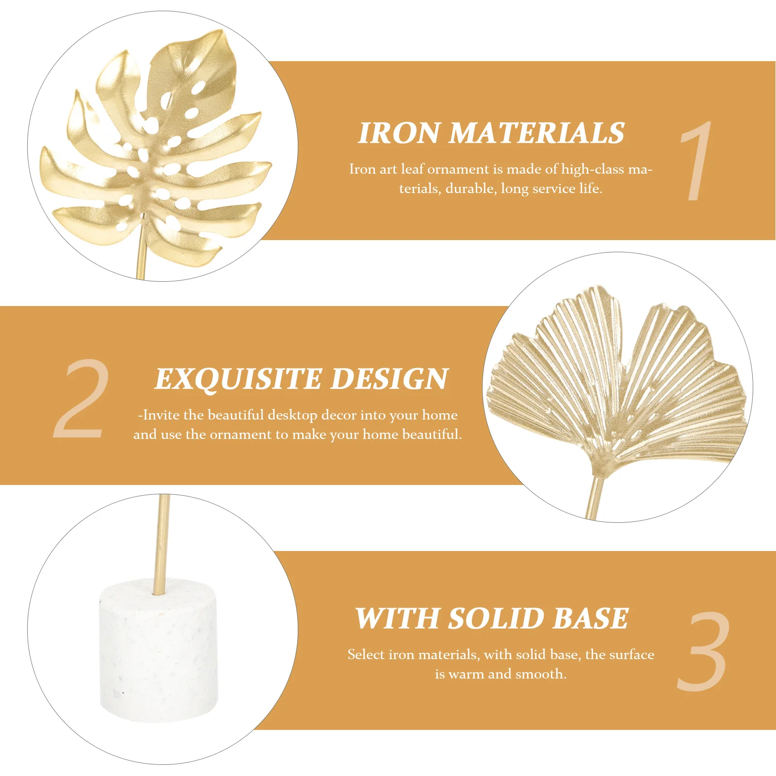 

2Pcs Monstera Leaf Decorative Ornamental Ginkgo Leaf Iron Art Desktop Decor Living Room Tabletop Home Accessory