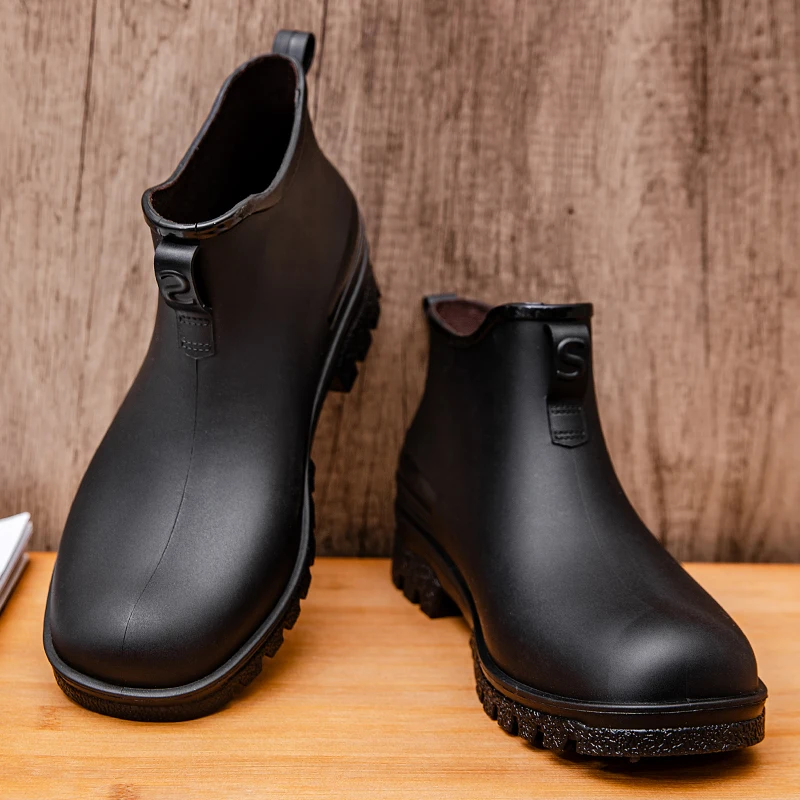 Large Size Rain Boots Unisex Low Cut Kitchen Non-Slip Water Shoes Fashionable Adult Rain Shoes Slip-On Thick Bottom Rubber Boots