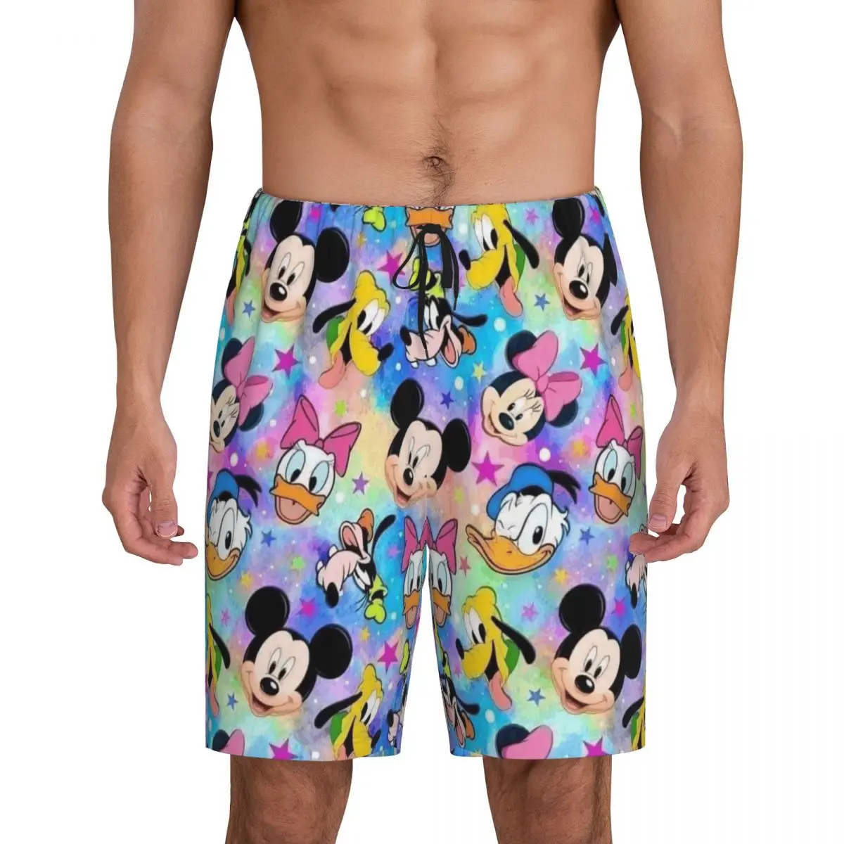 

Custom Print Men's Cartoon Animation Minnie Mickey Mouse Pajama Bottoms Sleepwear Pjs Sleep Shorts with Pockets