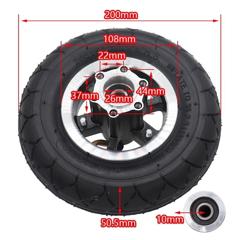 8 Inch 200x50 Tire Wheel for Mini Electric Scooter Front Wheels Anti Slip Wear Tyre Parts