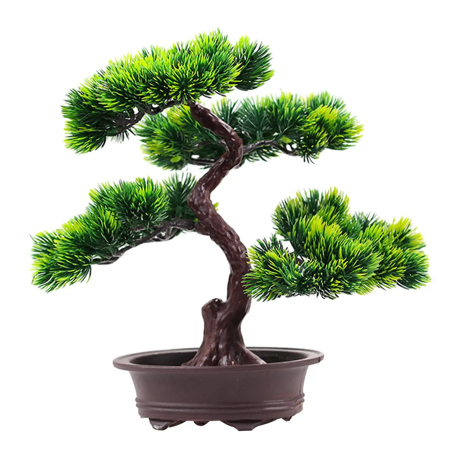 Artificial Bonsai Tree Welcoming Pine Potted Simulation Bonsai For Bedroom Farmhouse Home Green Plant Display Decoration