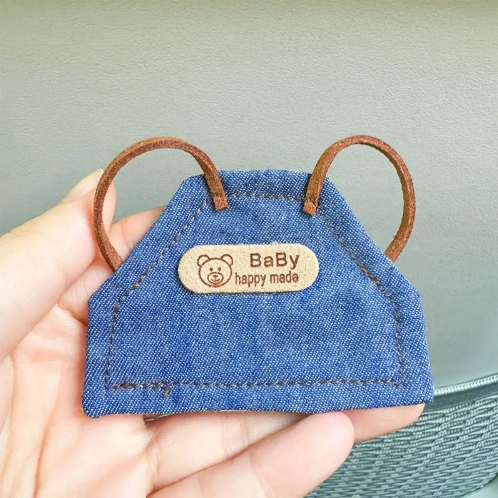 Xadrez listrado boneca denim avental vestir-se diy retro boneca roupas 10cm/15cm artesanal bonecas de pelúcia roupa boneca acessórios
