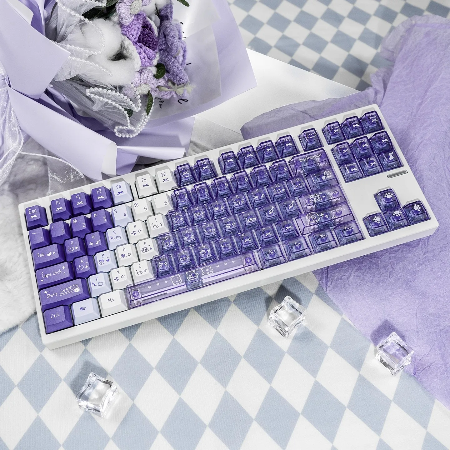 

150 Keys Gradient Purplet color Keycaps PBT Dye Subbed Key Caps Cherry Profile Keycap With 2.25U 2.75U 3U 7U Spacebar ISO Enter