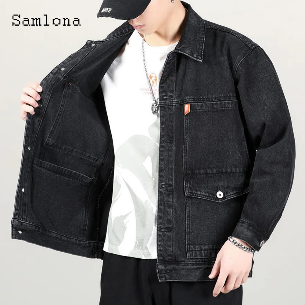 2024 New Spring Autumn Casual Street Denim Jackets Men Fashion Huge Pockets Jean Denim Jacket Mens Clothing Plus Size S-4XL