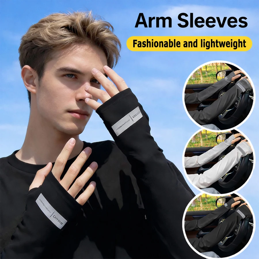 

Summer Cooling Arm Sleeves Breathable Ice Silk Fabric Lightweight Quick Dry Soft Elastic Arm Covers for Cycling Running Sports