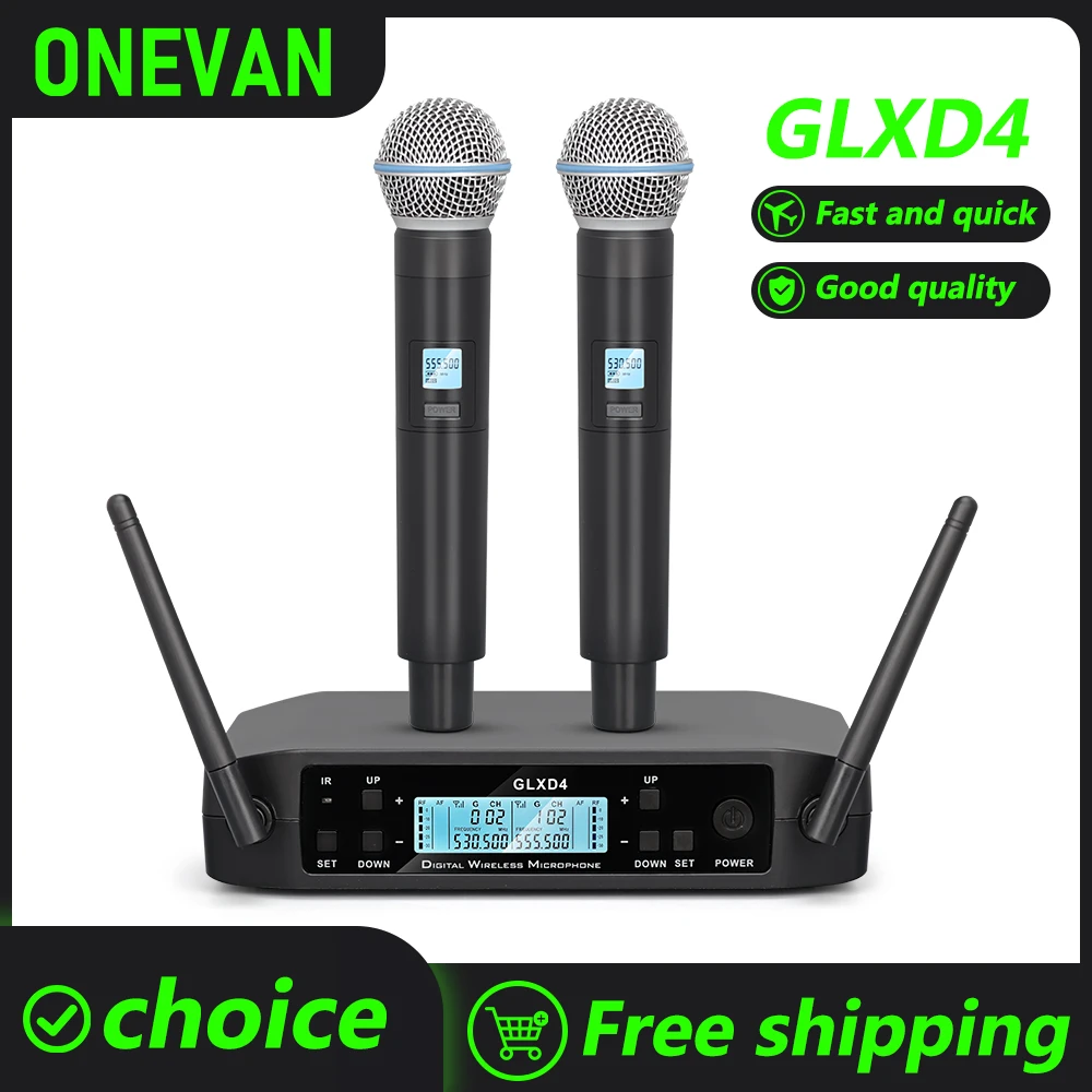 

ONEVAN GLXD4 BETA58A Original name UHF Wireless Microphone for Karaoke Stage Speeches Wedding Performance Band Family Gatherings