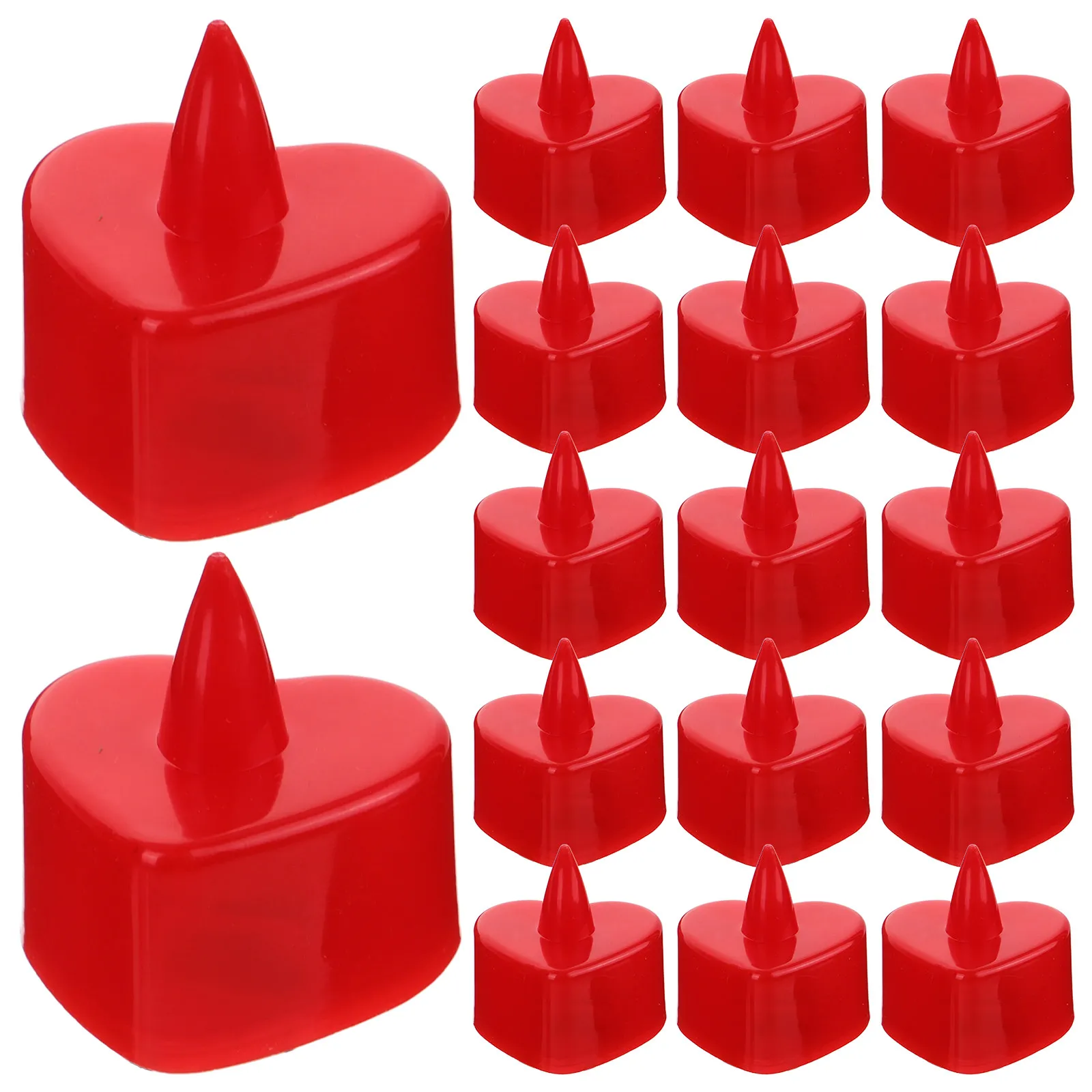 

24 шт. светодиодных электронных светильников в форме сердца, беспламенные чайные свечи для романтического ужина, вечеринки, свадебного декора, красный корпус, красный цвет