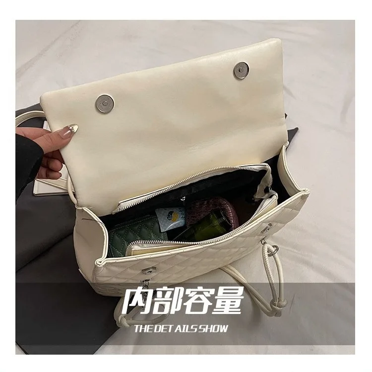 Bolso Preppy minimalista coreano para mujer, diseño acolchado inspirado en Chanel, maletín y mochila de hombro 2 en 1 de gran capacidad