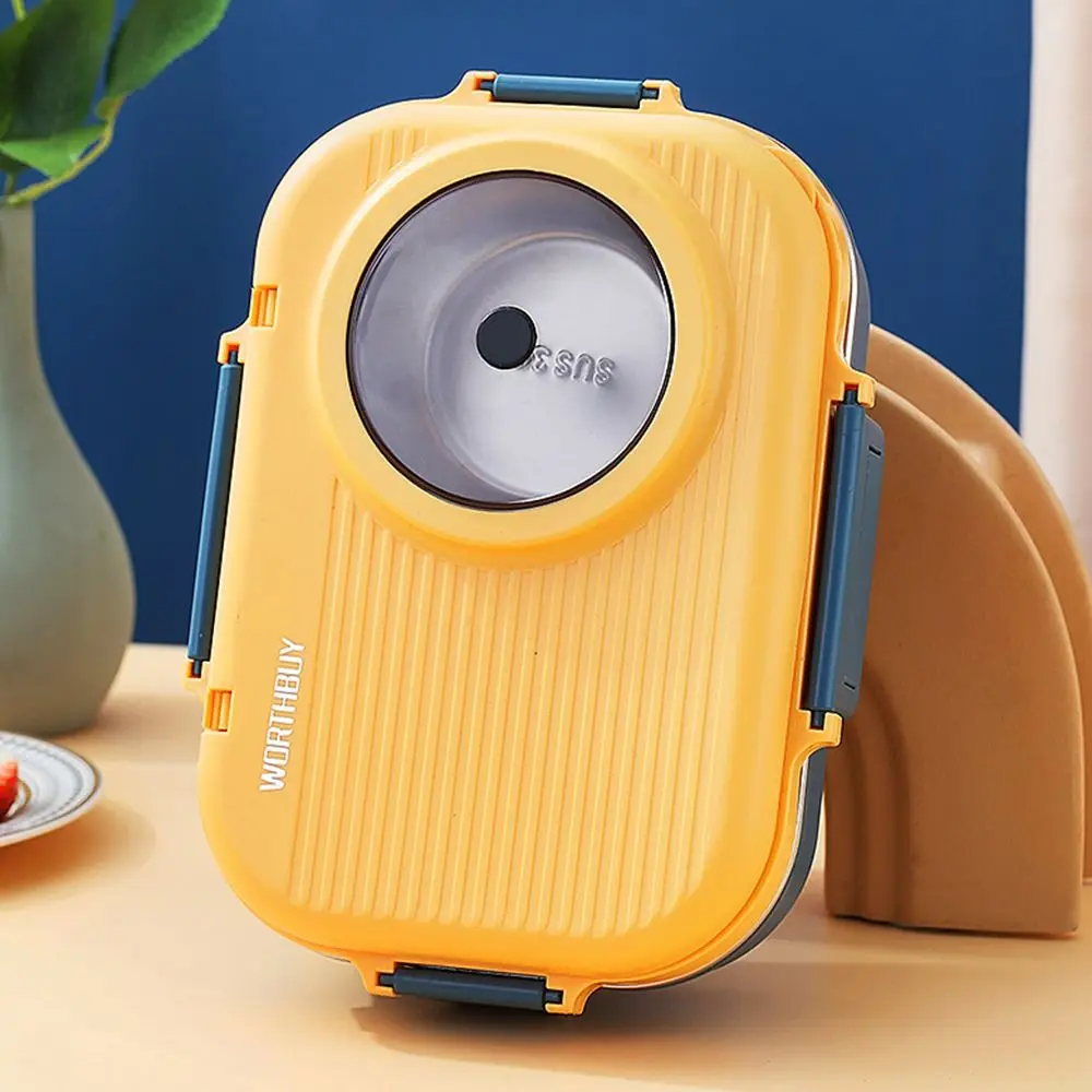 

Двухслойный ланч-бокс, 1100 мл, герметичная изолированная коробка из нержавеющей стали 304, герметичный контейнер для хранения продуктов с тройной сеткой