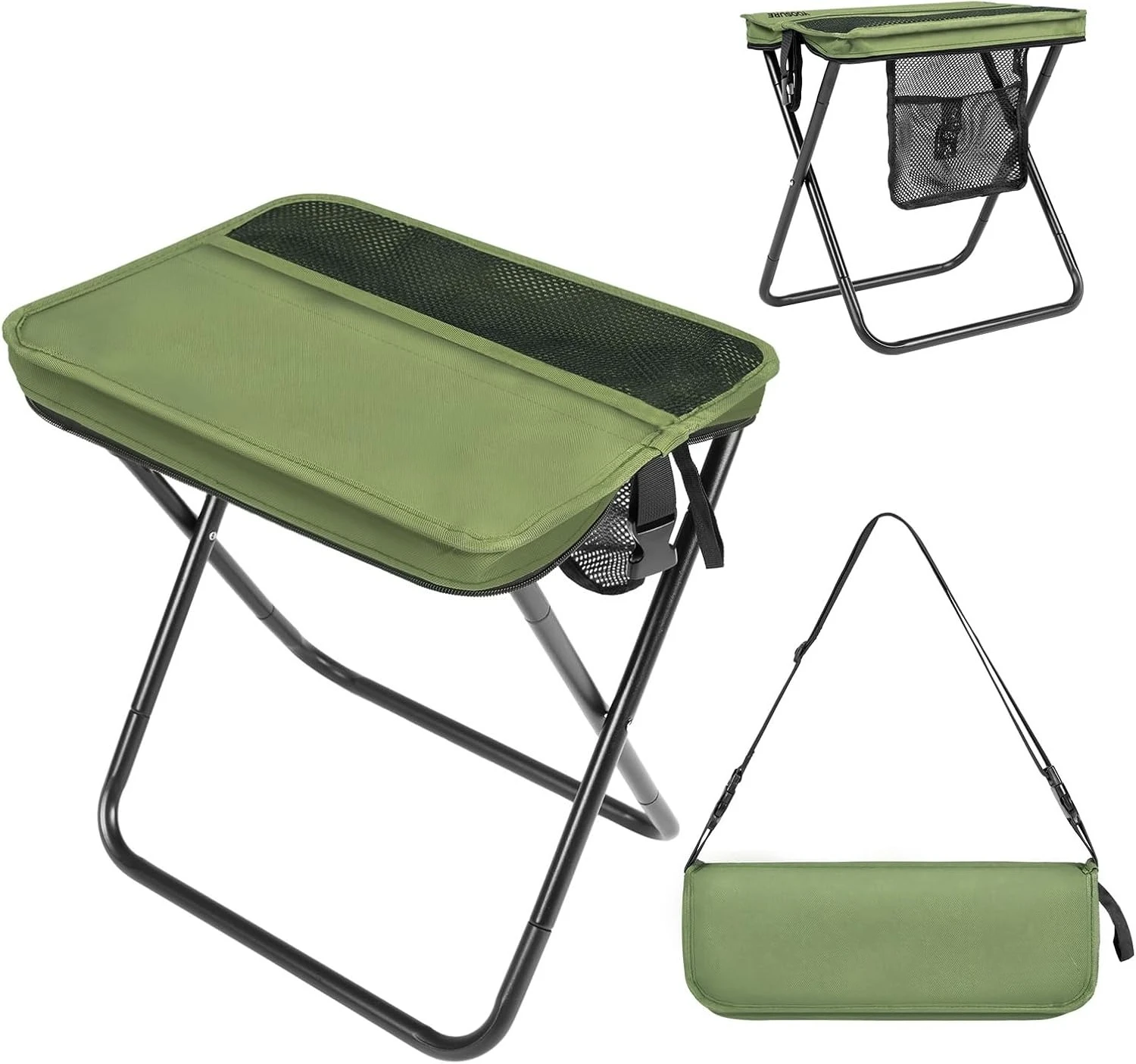 Folding Portable  Beach Chairs Stool Tall Heavy Duty 3Pockets Carry Bag Camping Chair For Fishing Hiking Gardening Travel Picnic